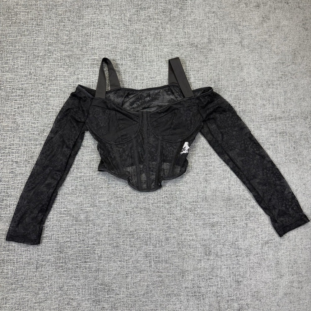 Black Lace Off-Shoulder Corset Top